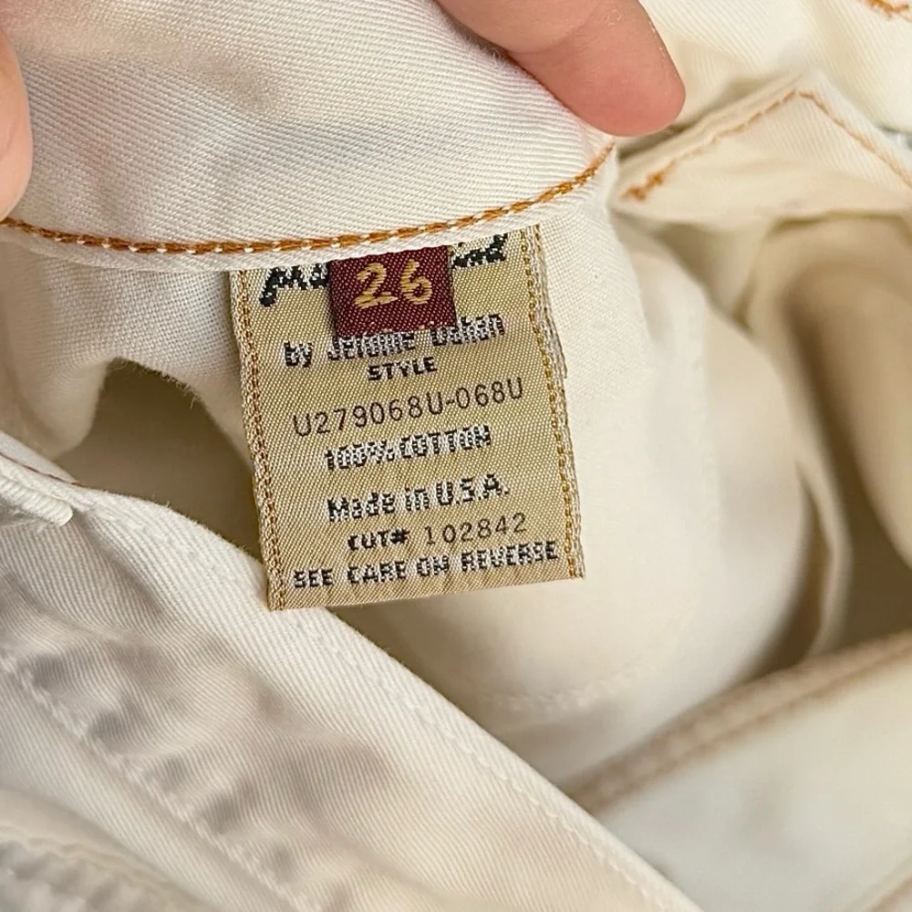 7 For All Mankind Early 00s Jerome Dahan Off White Vintage Cotton Skirt Size 26 - Picture 6 of 8